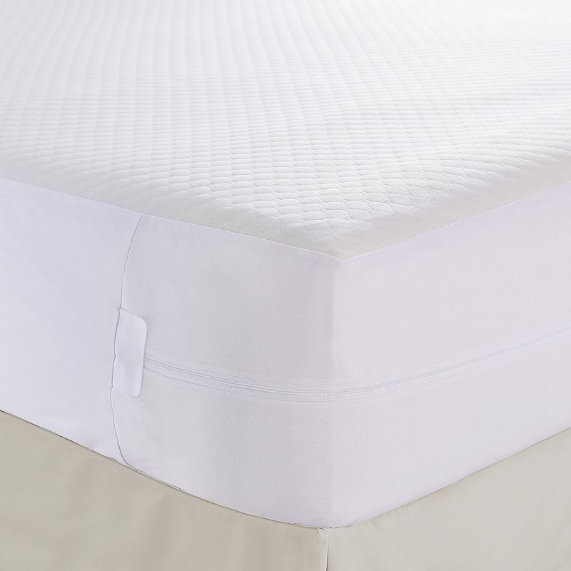All-In-One Comfort Top Mattress Protector with Bed Bug Blocker, White, Quee