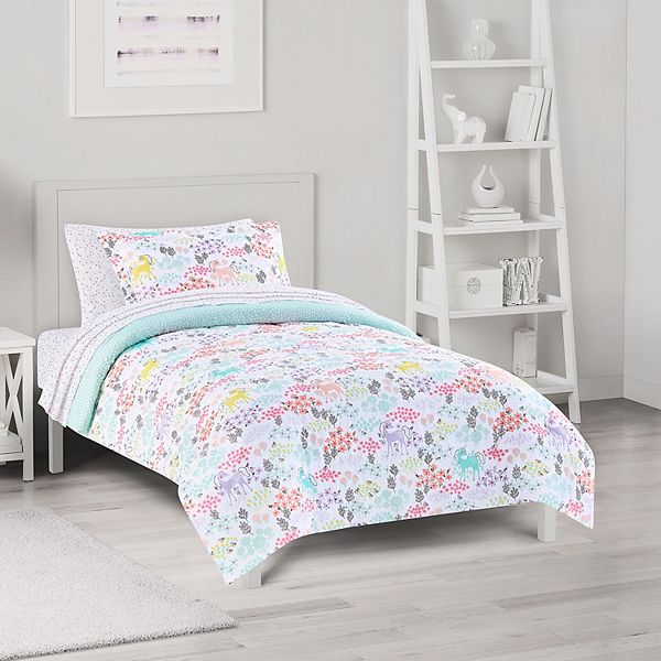 Sophia Unicorn Reversible Comforter Set, Unicorn Bedding Twin Size