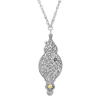 1928 Antiqued Pewter Fold-Out Magnifier Pendant Necklace