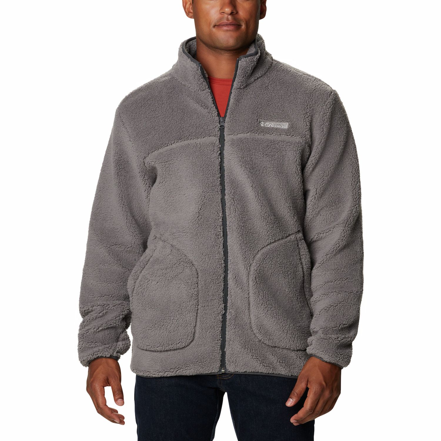 grey columbia fleece jacket