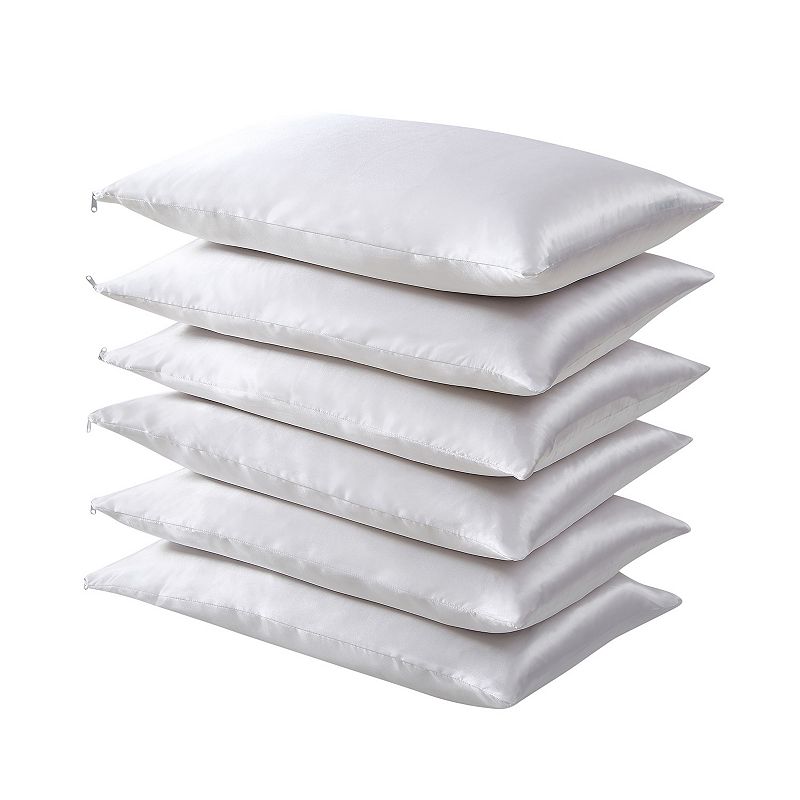 Fresh Ideas Satin Hair Keeper 6-Pack Pillow Protector Set, White, Standard