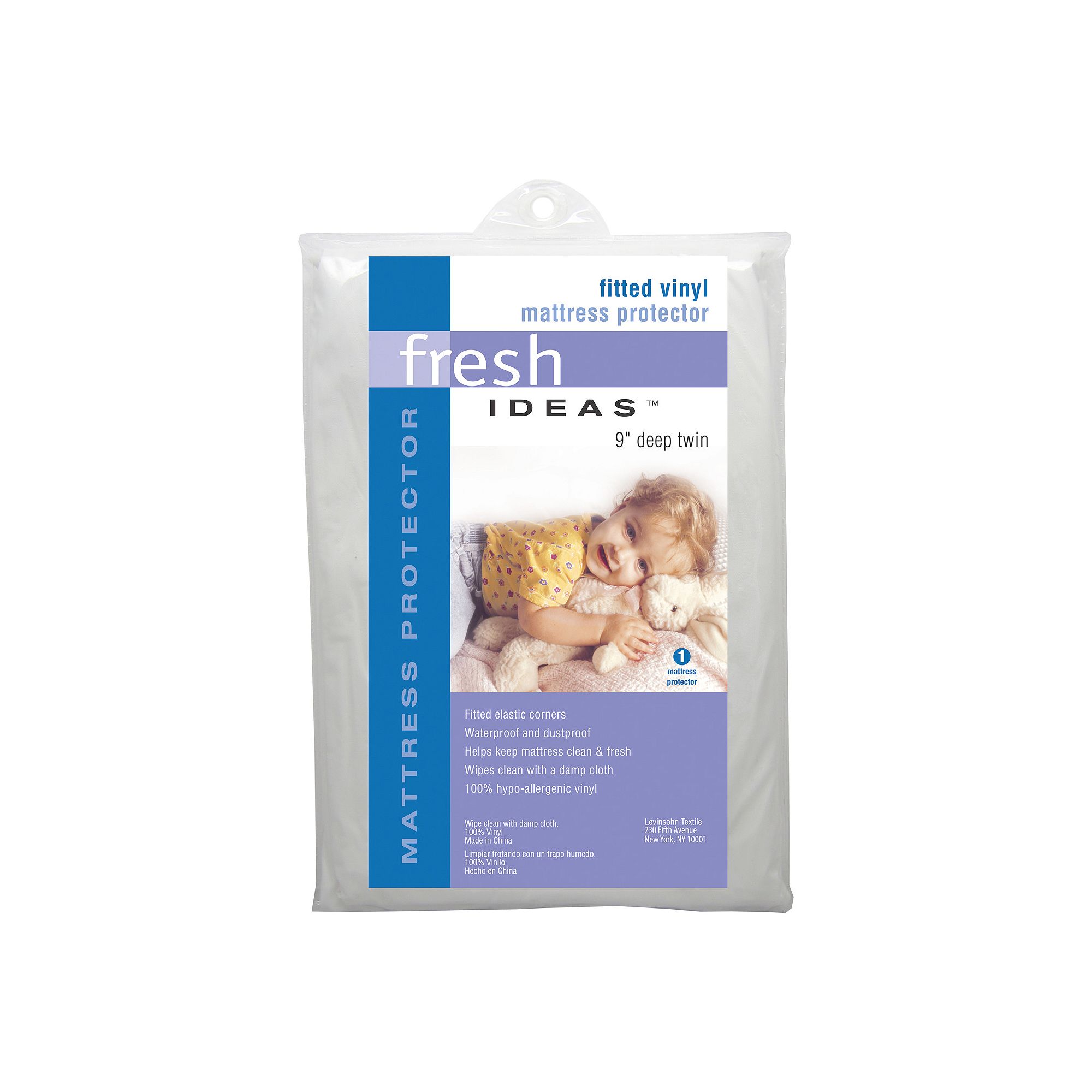 Fresh Ideas Fitted Vinyl Mattress Protector, White