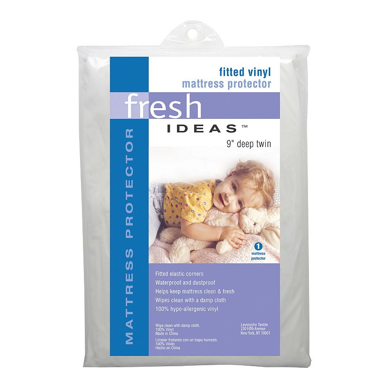 Fresh Ideas Fitted Vinyl Mattress Protector, White, Twin