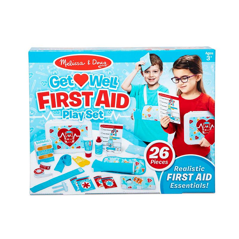 Melissa & Doug Get Well First Aid Kit Play Set with 25 Toy Pieces, Multicol