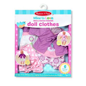 Melissa & Doug Mine to Love 6 pc Mix & Match Fashion Doll Clothes for 12 Inch - 18 Inch Dolls