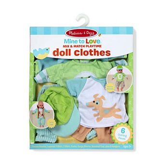 Melissa & Doug Mine to Love Mix & Match 6 pc Playtime Doll Clothes for 12"-18" Unisex Dolls