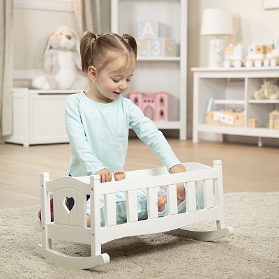 Melissa Doug Mine to Love Wooden Play Cradle for Dolls Stuffed Animals White