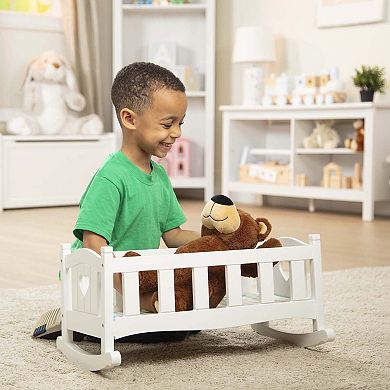 Melissa & Doug Mine to Love Wooden Play Cradle for Dolls, Stuffed Animals - White