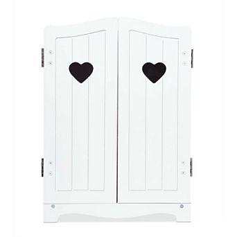 Melissa & Doug Mine to Love Wooden Play Armoire Closet for Dolls, Stuffed Animals - White
