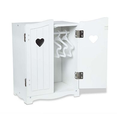 Melissa & Doug Mine to Love Wooden Play Armoire Closet for Dolls, Stuffed Animals - White