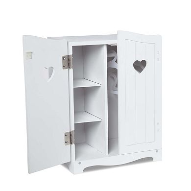 Melissa & Doug Mine to Love Wooden Play Armoire Closet for Dolls, Stuffed Animals - White