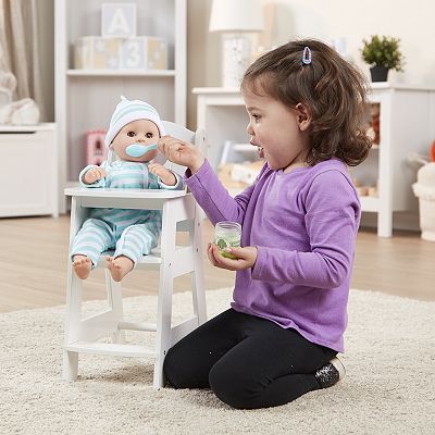 Melissa Doug Mine to Love Wooden Play High Chair for Dolls Stuffed Animals White