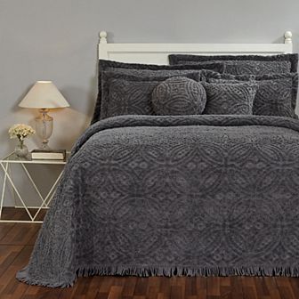 Better Trends Double Wedding Ring Cotton Chenille Bedspread or Sham