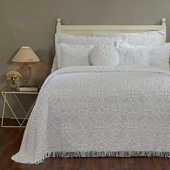 Better Trends Double Wedding Ring Cotton Chenille Bedspread or Sham