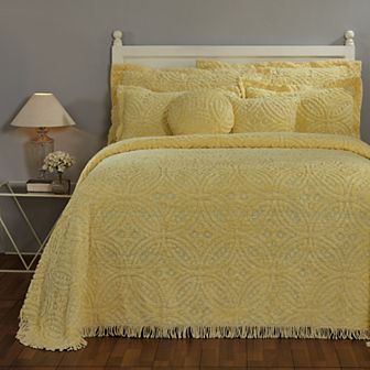 Better Trends Double Wedding Ring Cotton Chenille Bedspread or Sham