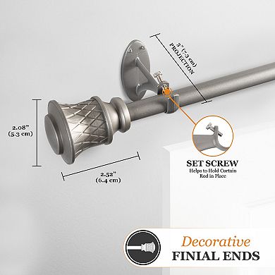 Kenney Fast Fit Jamey 5/8" Decorative Window Curtain Rod