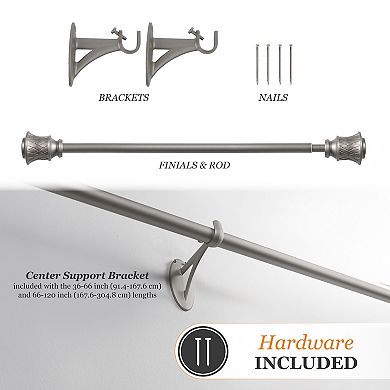 Kenney Fast Fit Jamey 5/8" Decorative Window Curtain Rod