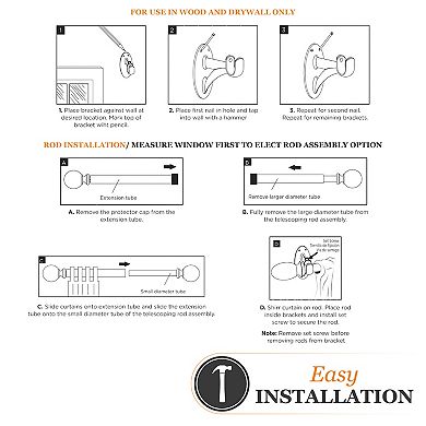 Kenney Fast Fit Jamey 5/8" Decorative Window Curtain Rod
