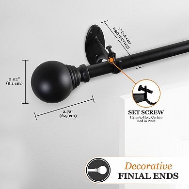 Kenney Fast Fit Dryden 5/8" Decorative Window Curtain Rod