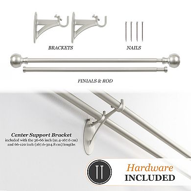 Kenney Fast Fit Buchanan 5/8" Decorative Window Double Curtain Rod