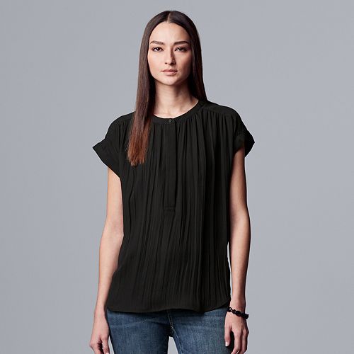 women's simply vera vera wang shirred neck popover blouse