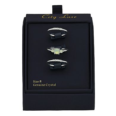 City Luxe Crystal Stack Ring Set