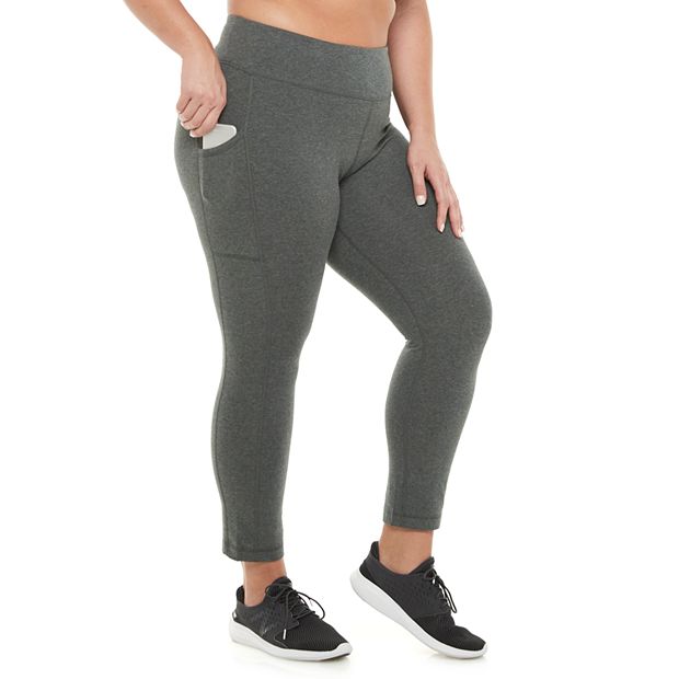 Tek Gear Womans Size L Brushed High-Waisted Workout Stretch Gray