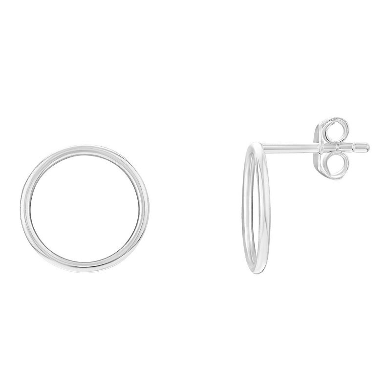 PRIMROSE Sterling Silver Open Circle Stud Earrings, Womens, Size: 12MM