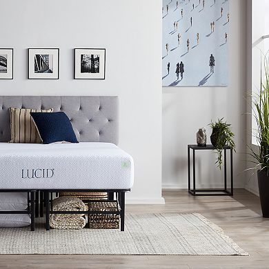 Lucid Dream Collection 12-in. Medium-Firm Gel Memory Foam Mattress with Platform Bed Frame Twin XL