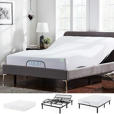 Lucid Dream Collection 12-in. Medium-Plush Memory Foam Mattress with Essential Adjustable Bed Base