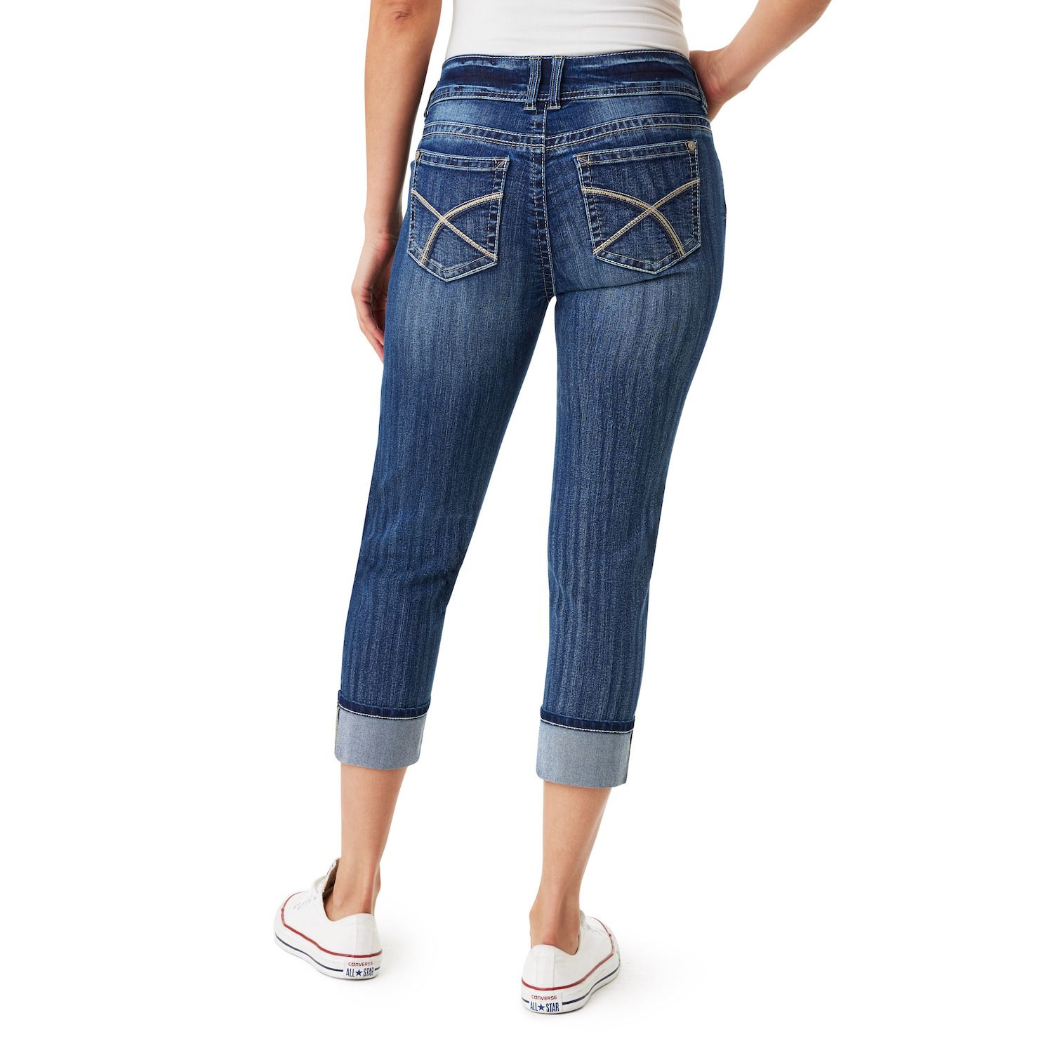 Women High Waist Capri Jeans Casual Skinny Stretch Cropped Pants