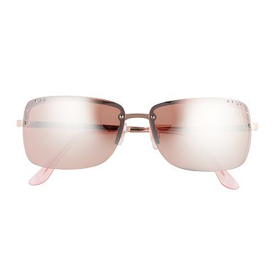 Women's Apt. 9® 65mm Half Rim Rectangle Sunglasses with Rhinestone Detail