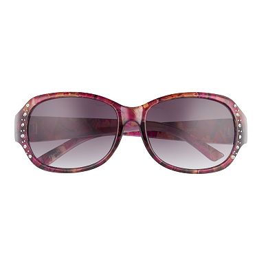 Women's Nine West 58mm Rectangle Sunglasses with Simulated Crystal & Stud Details