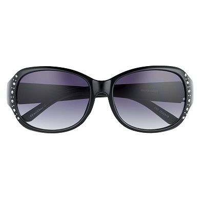 Women's Nine West 58mm Rectangle Sunglasses with Simulated Crystal & Stud Details