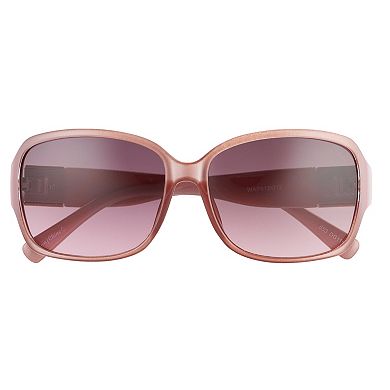 Women's Nine West 59mm Square Rose Sunglasses with Rose Gold Tone Temple Detail