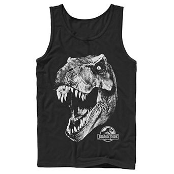 Men's Jurassic Park T-Rex White Head Roaring Tank Top