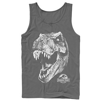 Men's Jurassic Park T-Rex White Head Roaring Tank Top