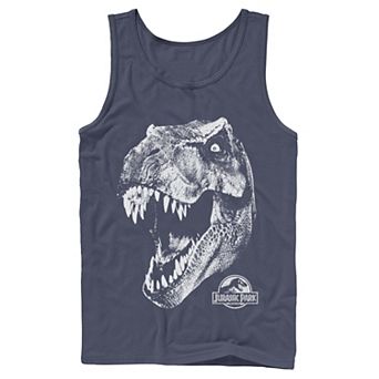 Men's Jurassic Park T-Rex White Head Roaring Tank Top