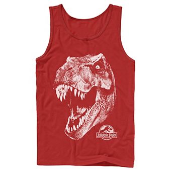 Men's Jurassic Park T-Rex White Head Roaring Tank Top
