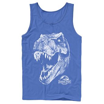 Men's Jurassic Park T-Rex White Head Roaring Tank Top