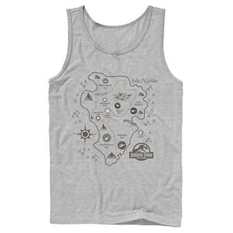 Men's Jurassic Park Map Birds Eye View Tank Top