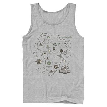 Men's Jurassic Park Map Birds Eye View Tank Top