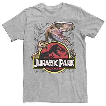 Men's Jurassic Park Raptor Holding Colored Logo Tee