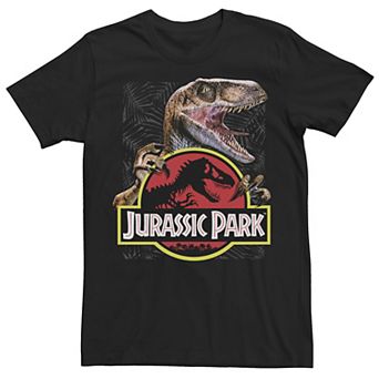 Men's Jurassic Park Raptor Holding Colored Logo Tee