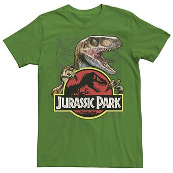 Men's Jurassic Park Raptor Holding Colored Logo Tee