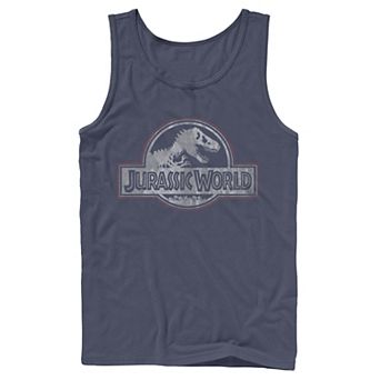 Men's Jurassic World Worn Out Grayscale Logo Tank Top