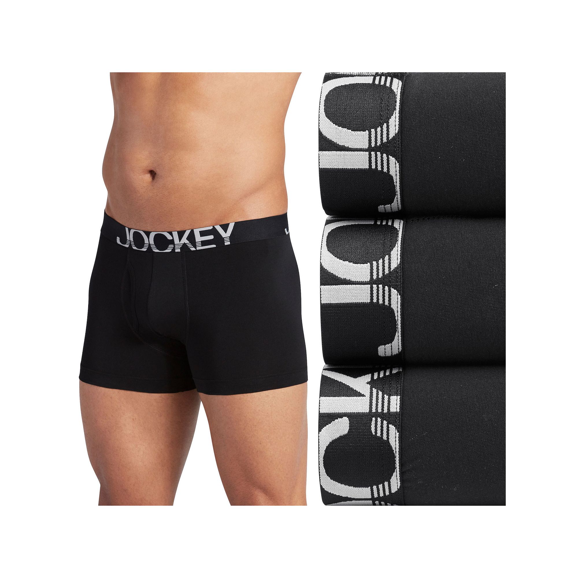 Mens Jockey® ActiveStretch™ 3-Pack 4 Boxer Briefs, Size: Small, Blac