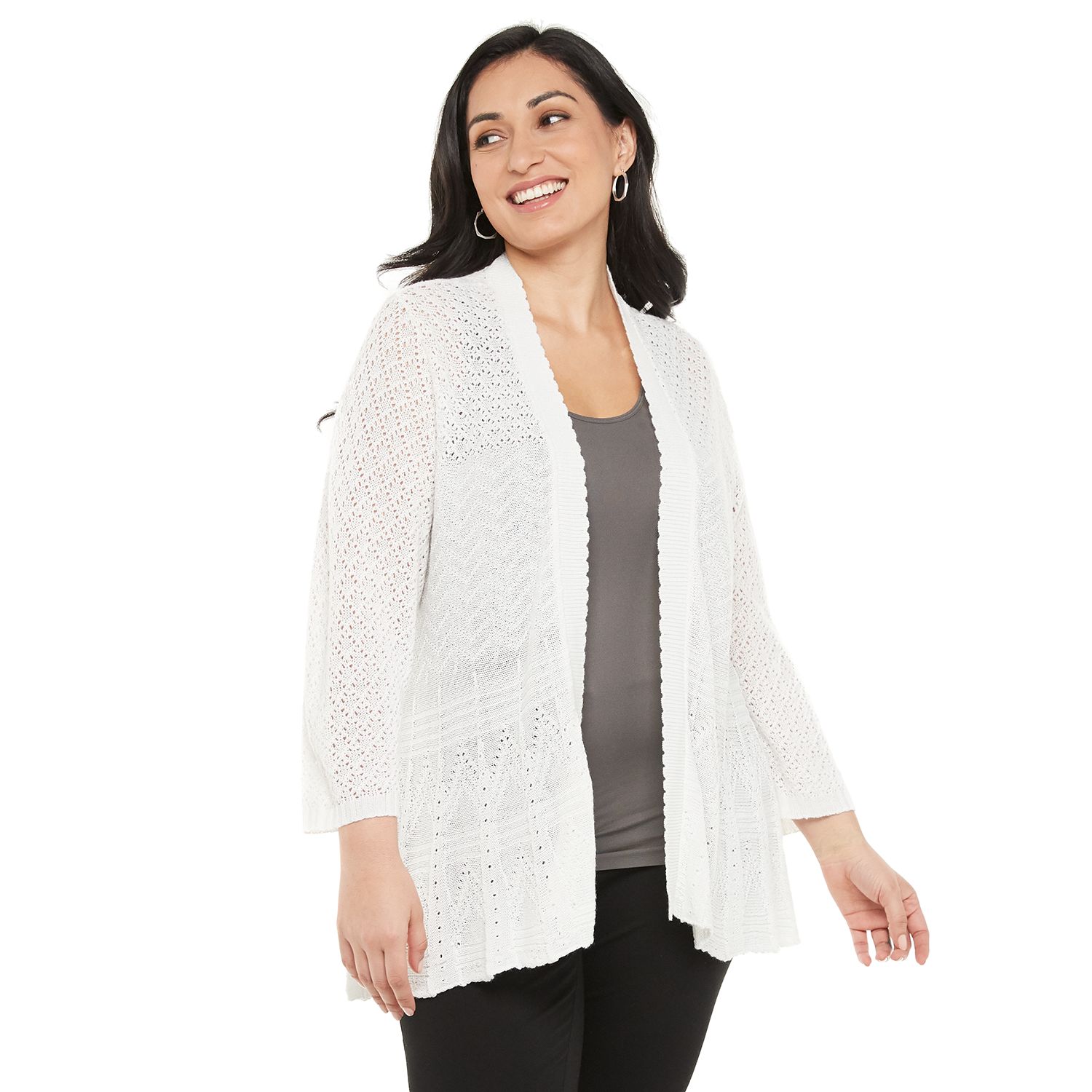 plus size white cardigan