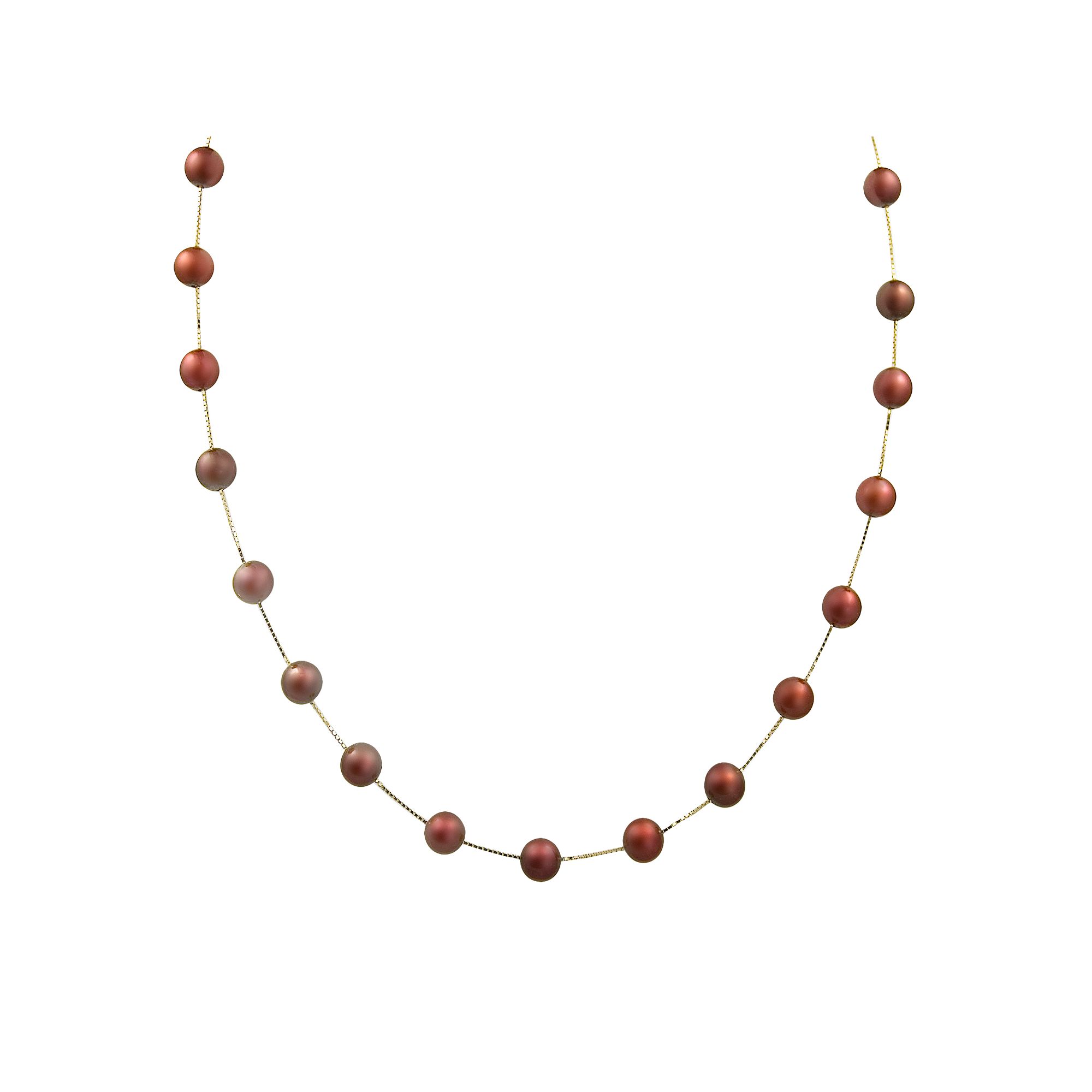 14k Gold Dyed Freshwater Cultured Pearl Station Necklace, Womens