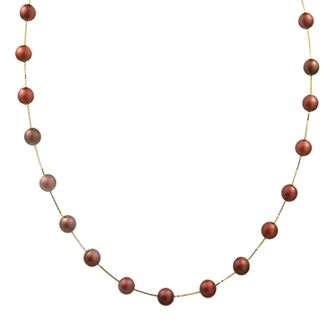 14k Gold Dyed Freshwater Cultured Pearl Station Necklace